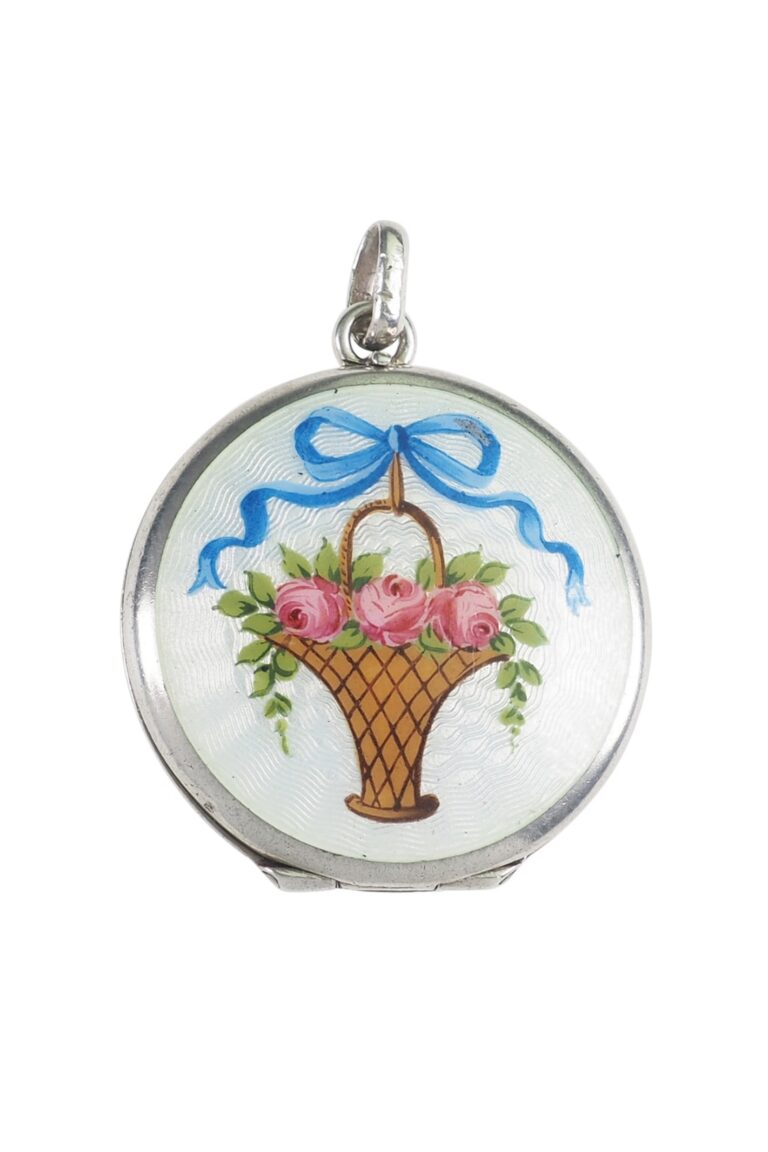 Art Déco Medaillon mit Emaille aus Sterling Silber