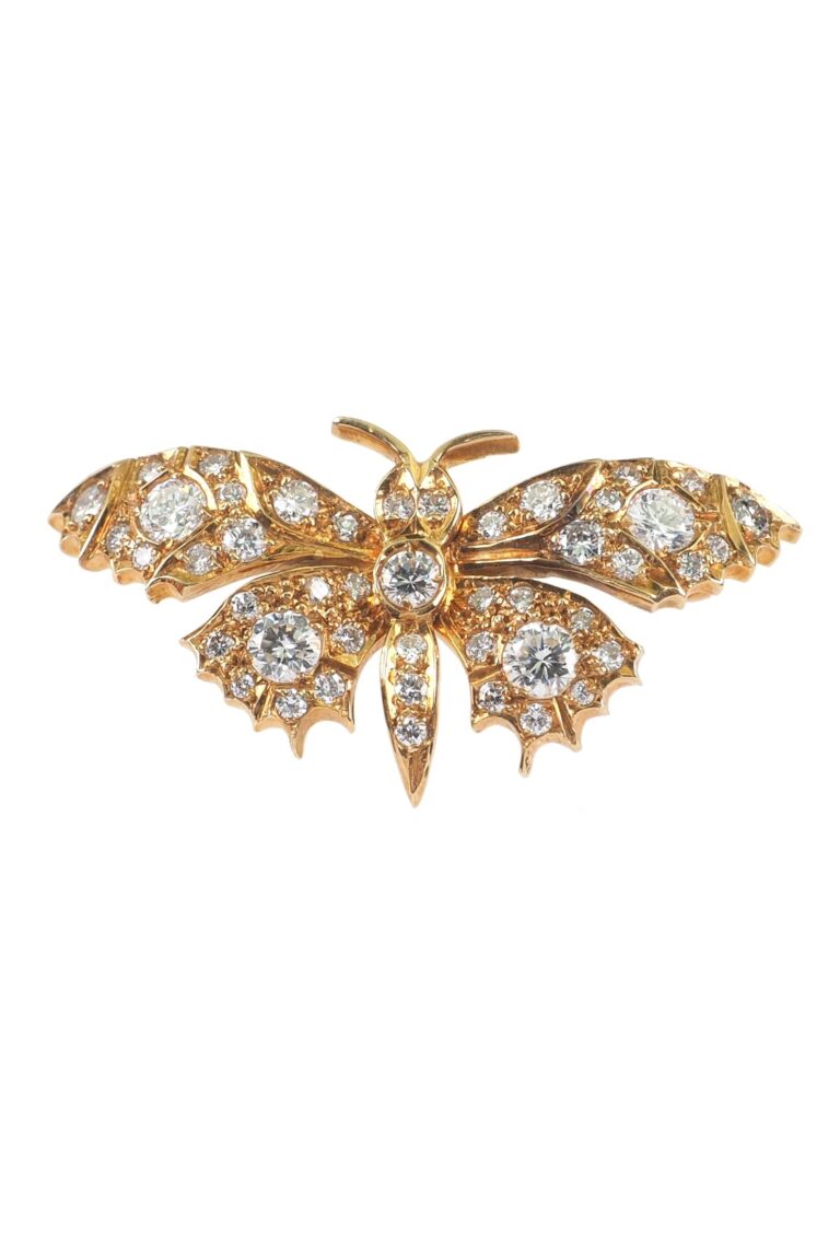 Vintage Brosche mit Diamanten aus 18 Karat Gold