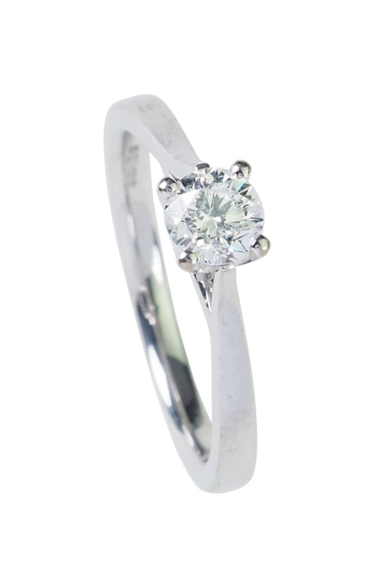 Vintage Verlobungsring mit Diamantsolitaire im Brillantschliff aus 18 Karat Weißgold