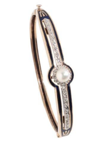 Um 1900 – Belle Époque Armreif mit Diamanten