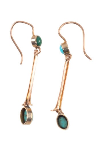 Um 1910 – Edwardianische Ohrringe mit Türkis – Bild 3