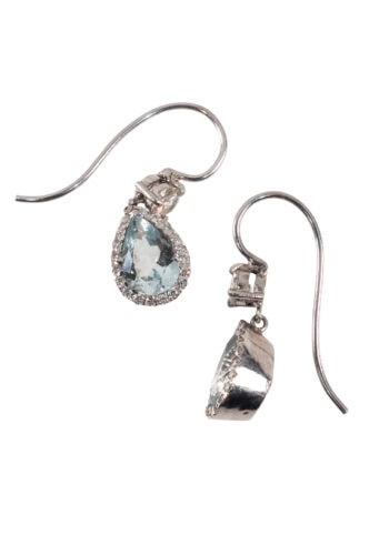 Um 1970 – Ohrringe mit Aquamarin und Diamanten – Bild 3