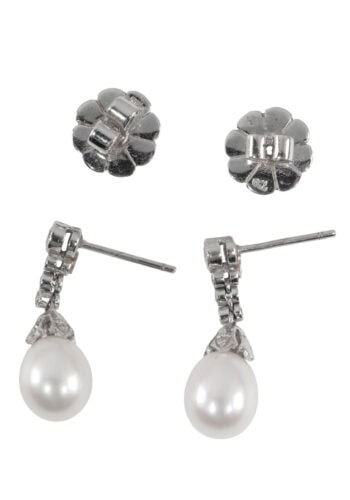 Um 1960 – Ohrringe mit Diamanten und Perlen – Bild 3