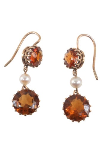 Um 1960 – Vintage Ohrringe mit Citrin und Perle – Bild 3