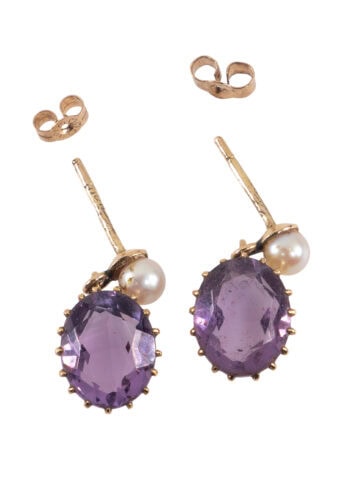 Um 1960 – Vintage Ohrringe mit Amethyst und Perle – Bild 3