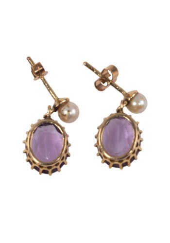 Um 1960 – Vintage Ohrringe mit Amethyst und Perle – Bild 4