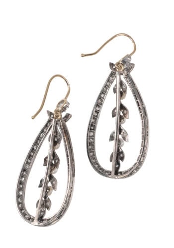 Um 1900 – Ohrringe mit Diamanten und Perlen – Bild 4