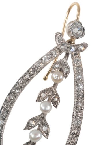 Um 1900 – Ohrringe mit Diamanten und Perlen – Bild 5