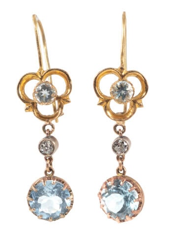 Um 1910 – Edwardianische Ohrringe mit Aquamarinen