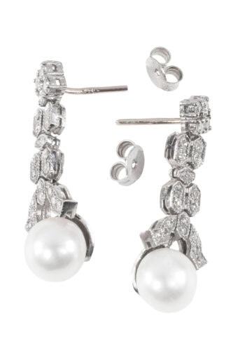 Um 1960 – Ohrringe mit Diamanten und Perlen – Bild 3