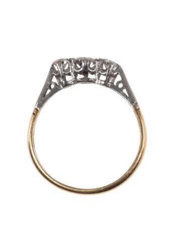 Um 1930 – Trilogy Ring mit 3 Diamanten – Bild 5