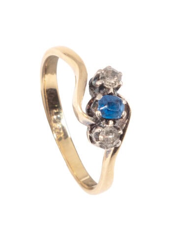 Um 1900 – Art Nouveau Ring mit Saphir und Diamanten