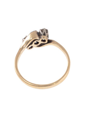 Um 1900 – Art Nouveau Ring mit Saphir und Diamanten – Bild 3