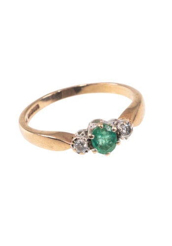 Um 1970 – Trilogy Ring mit Smaragd & Diamanten – Bild 3