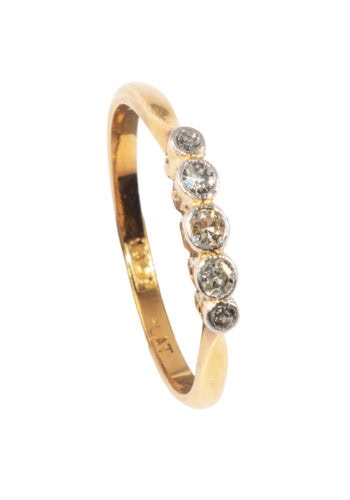 Um 1960 - Vintage Diamantring mit 5 Diamanten