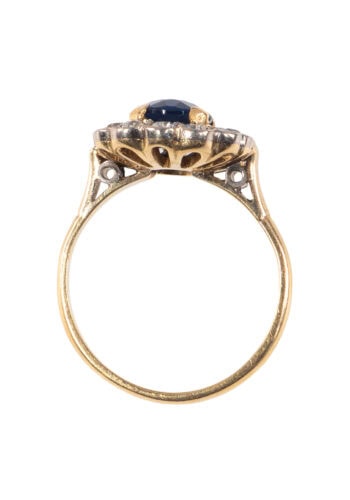 Um 1960 – Entourage Ring mit Saphir und Diamanten – Bild 5