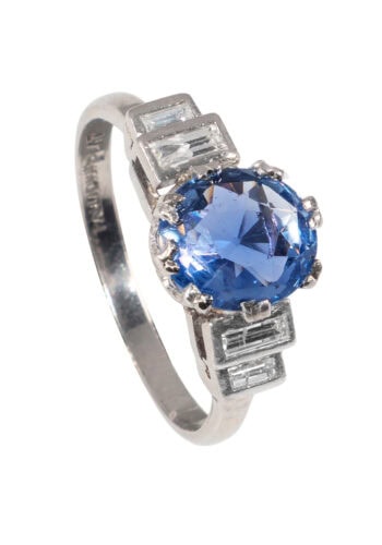 Um 1950 – Vintage Saphirring mit Diamanten
