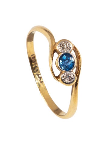 Um 1910 – Art Nouveau Ring mit Saphir und Diamanten