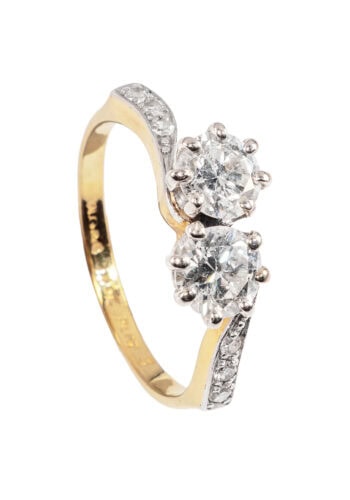 Um 1910 – You & me Ring mit 2 Diamanten