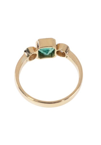 Um 1960 – Trilogy Ring mit Smaragd und Diamanten – Bild 4