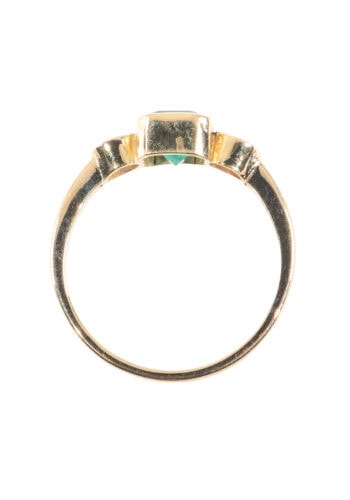 Um 1960 – Trilogy Ring mit Smaragd und Diamanten – Bild 5