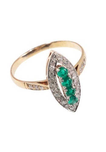 Um 1920 – Art Déco Ring mit Diamanten und Smaragde – Bild 3