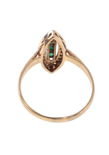 Um 1920 – Art Déco Ring mit Diamanten und Smaragde – Bild 4