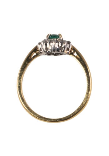 Um 1950 – Entourage Ring mit Smaragd und Diamanten – Bild 5
