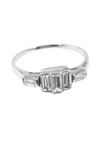 Um 1970 - Vintage Diamantring mit Baguette Diamanten – Bild 3