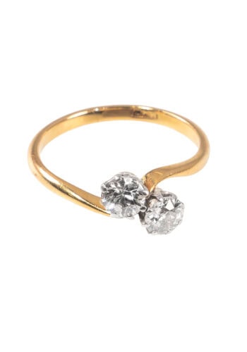 Um 1920 – You & me Ring mit 2 Diamanten – Bild 3