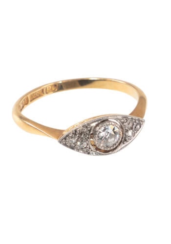 Um 1920 – Art Déco Ring mit Diamanten – Bild 3