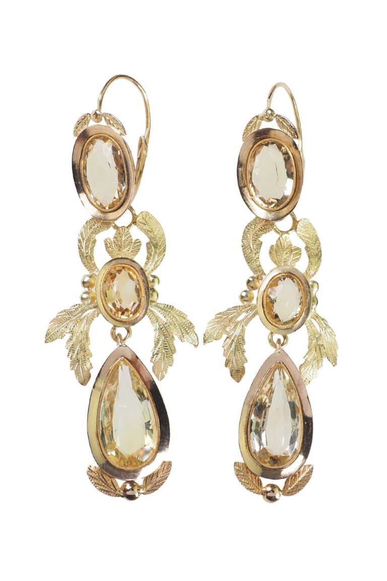 Georgianische Ohrringe mit Citrine aus 18 Karat Gold