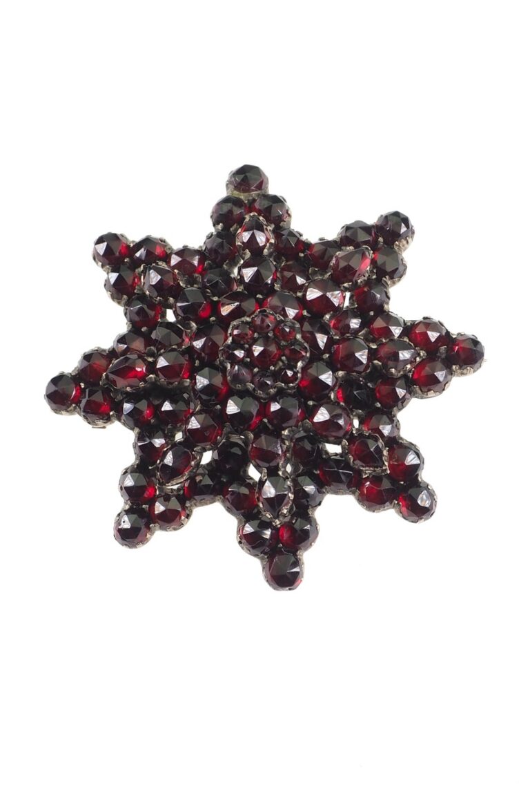 Historismus Brosche - Böhmische Granate Tombak