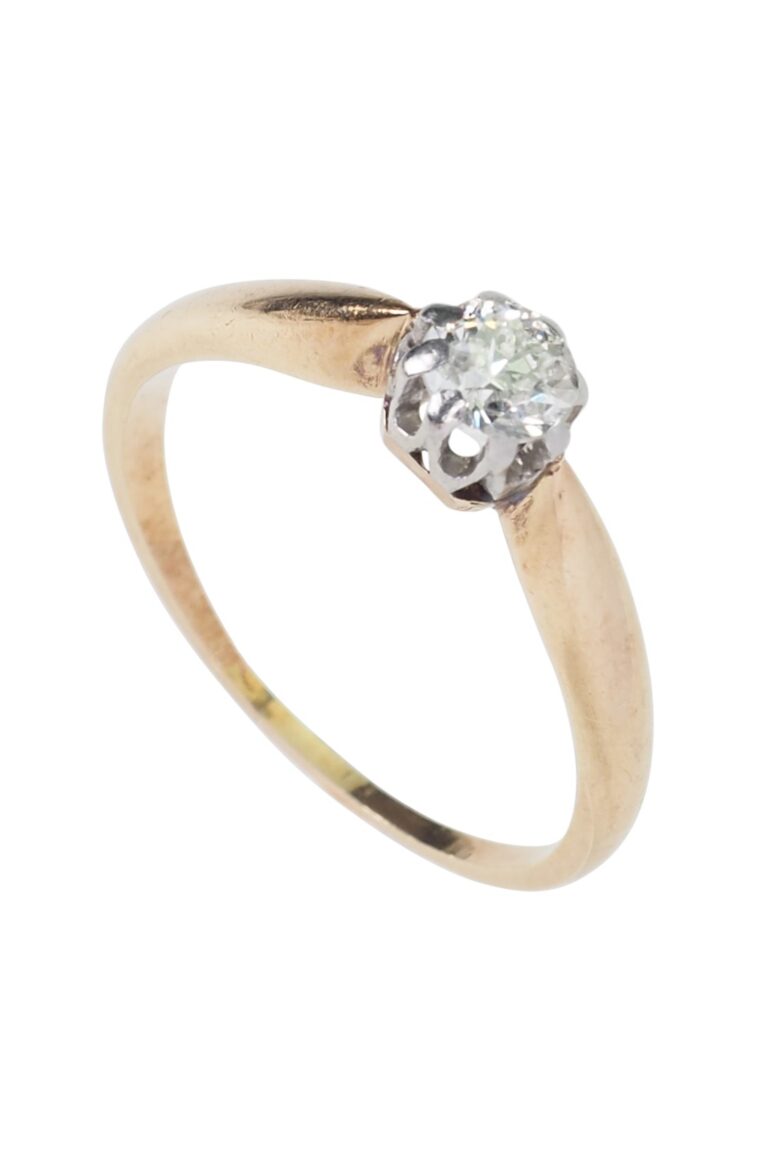 Vintage Verlobungsring mit Diamant Solitaire aus 18 Karat Gold und Platin
