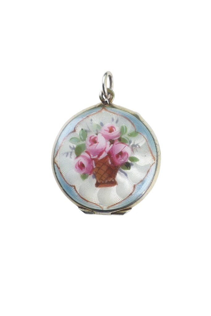 Jugendstil Medaillon mit Emaille aus 935er Silber