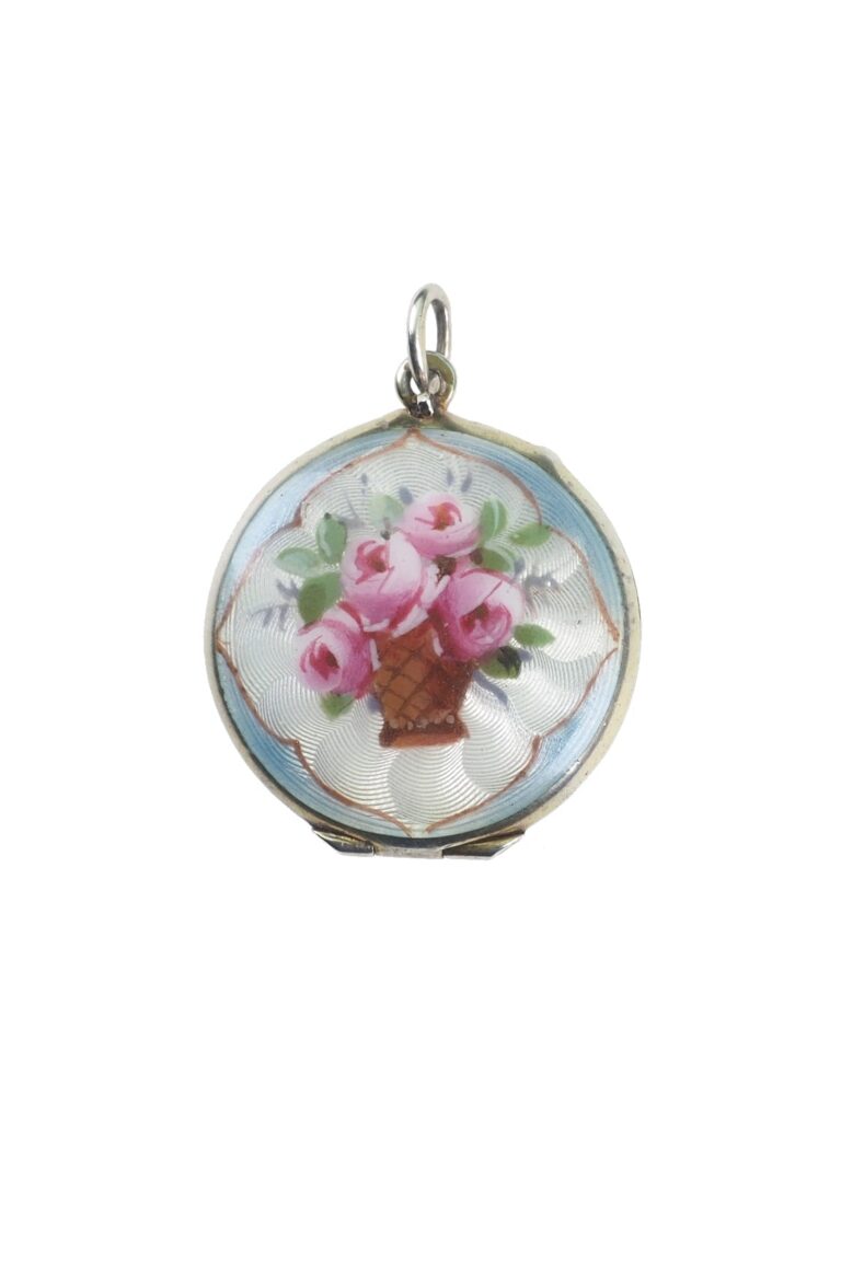 Jugendstil Medaillon mit Emaille aus 935er Silber