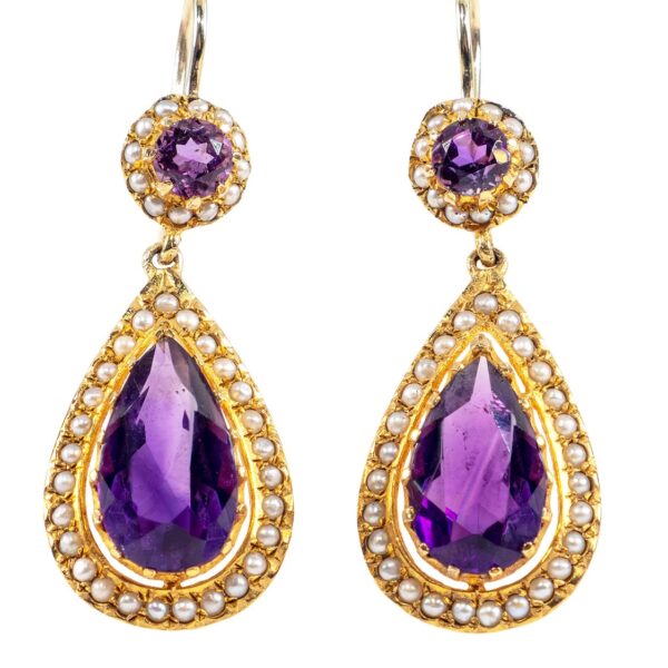 Ca. 1880 – Victorian earrings with amethysts and pearls