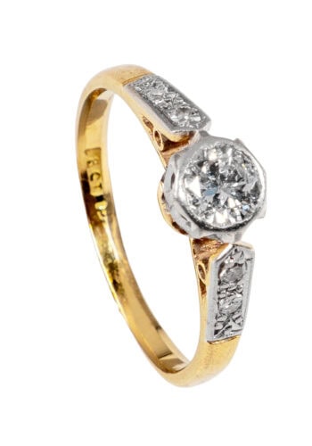 Um 1950 – Vintage Verlobungsring mit Diamantsolitär