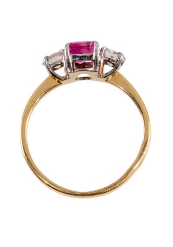 Um 1950 – Trilogy Ring mit Rubin & Diamanten – Bild 5