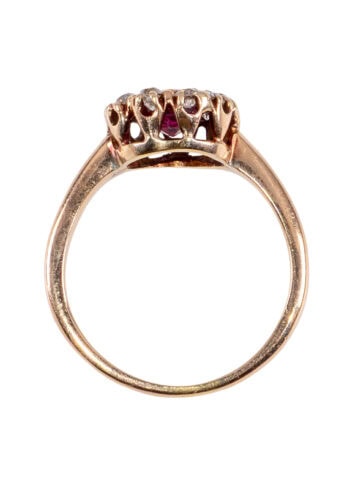 Um 1910 – Entourage Ring mit Rubin und Diamanten – Bild 5