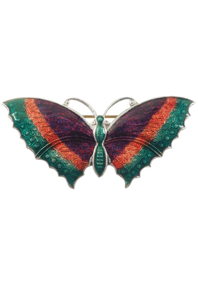 Vintage Brosche mit Emaille aus Sterling Silber