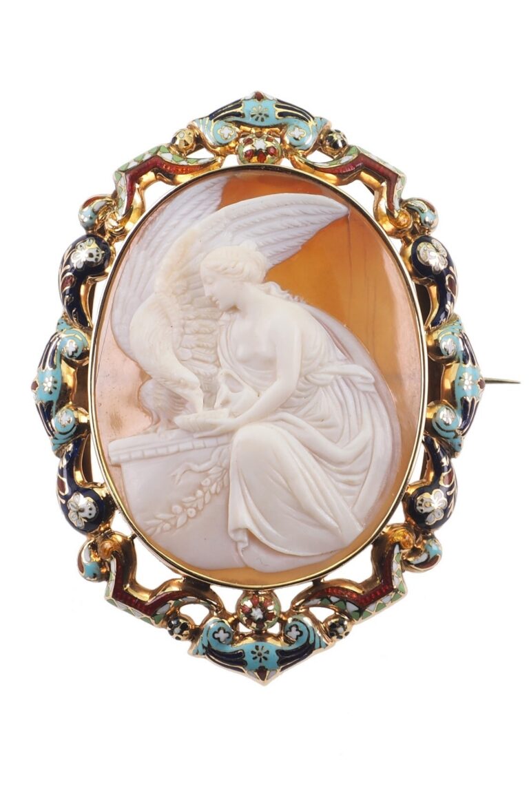 Viktorianische Kameebrosche mit Emaille