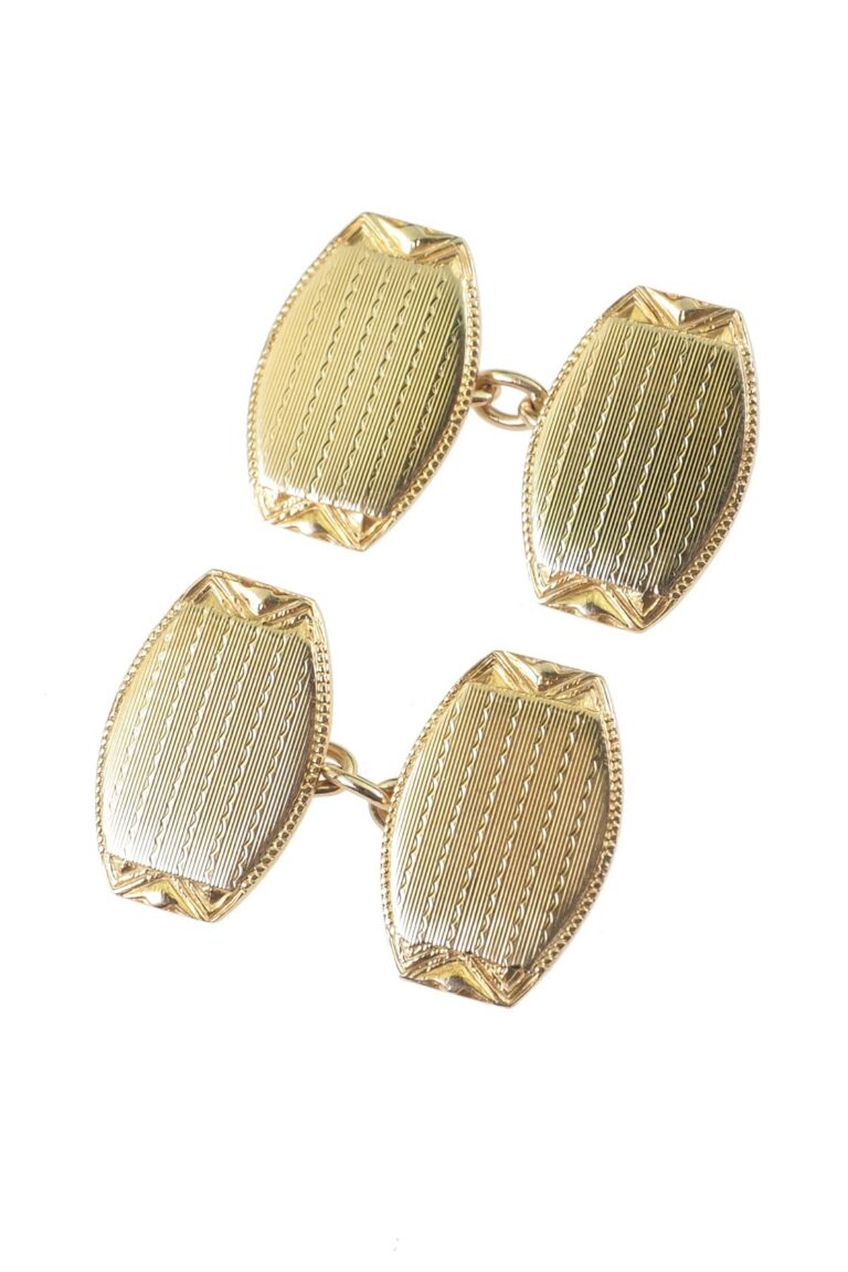 Art Déco Manschettenknöpfe aus 9 Karat Gold