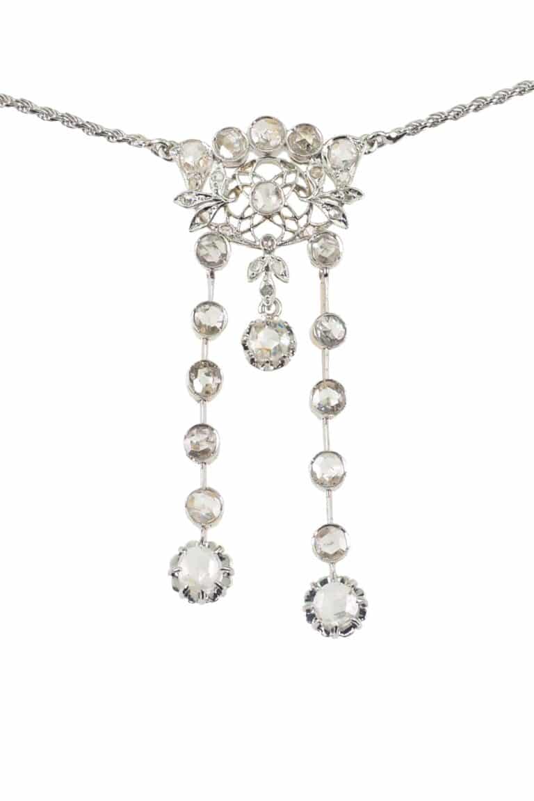 Jugendstil Collier mit Diamanten aus 18 Karat Gold
