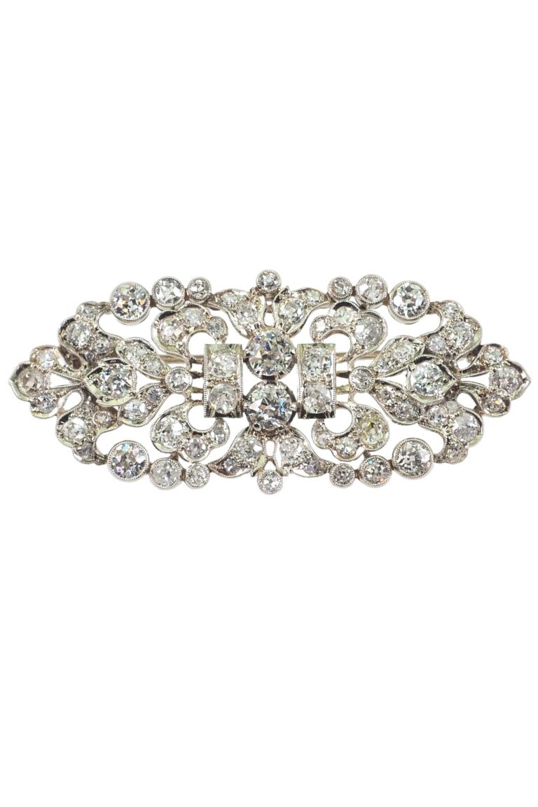 Jugendstil Brosche mit Diamanten aus 18 Karat Gold
