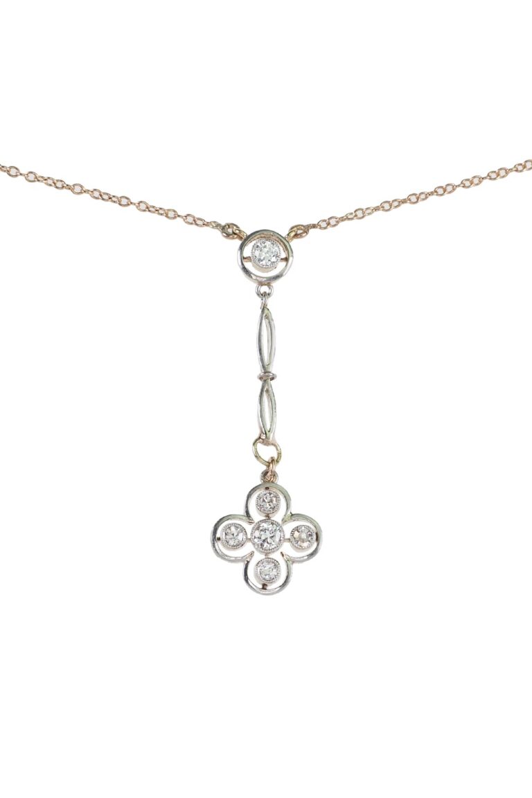 Edwardianisches Collier mit Diamanten aus 15 Karat Gold