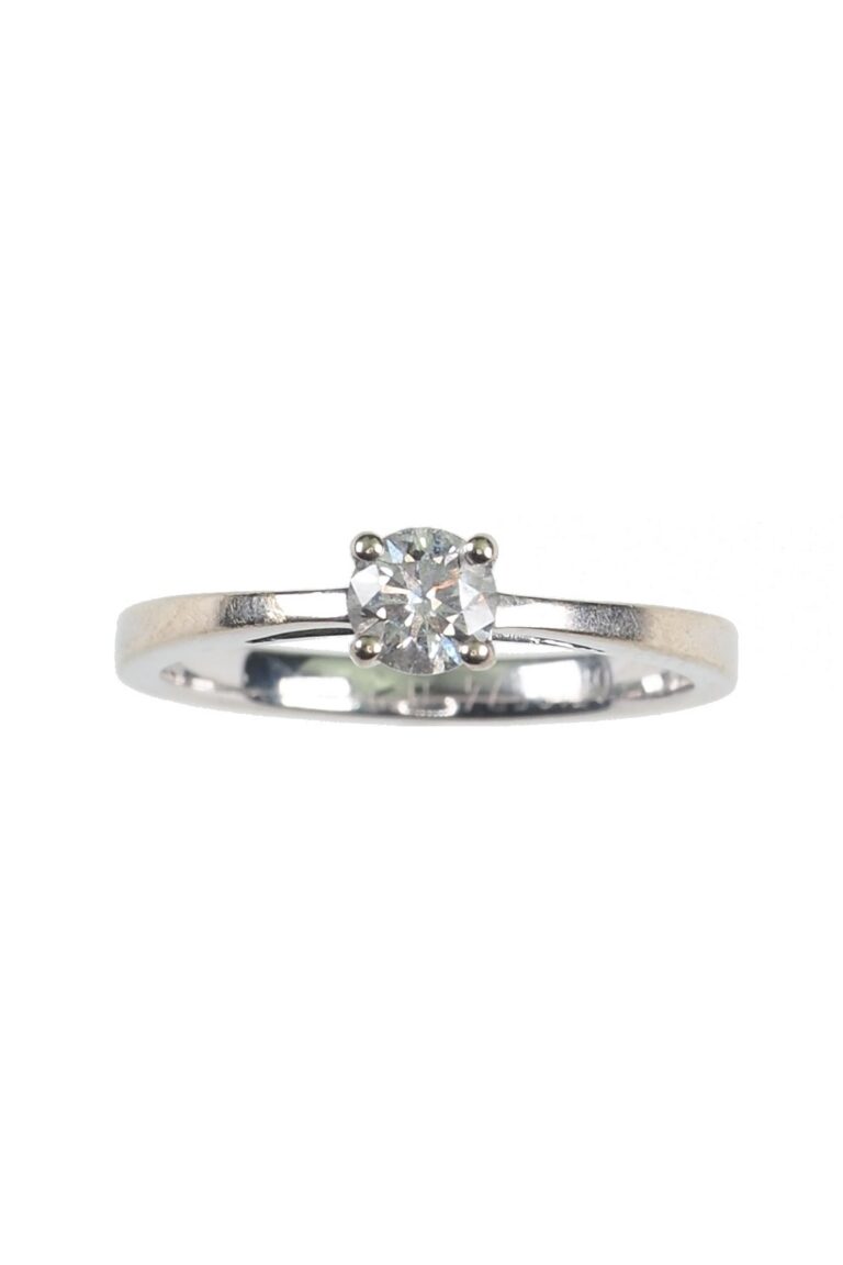 Vintage Verlobungsring mit Diamantsolitaire im Brillantschliff aus 18 Karat Gold