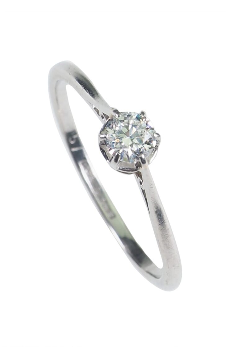 Vintage Verlobungsring mit Diamant Solitaire aus Platin