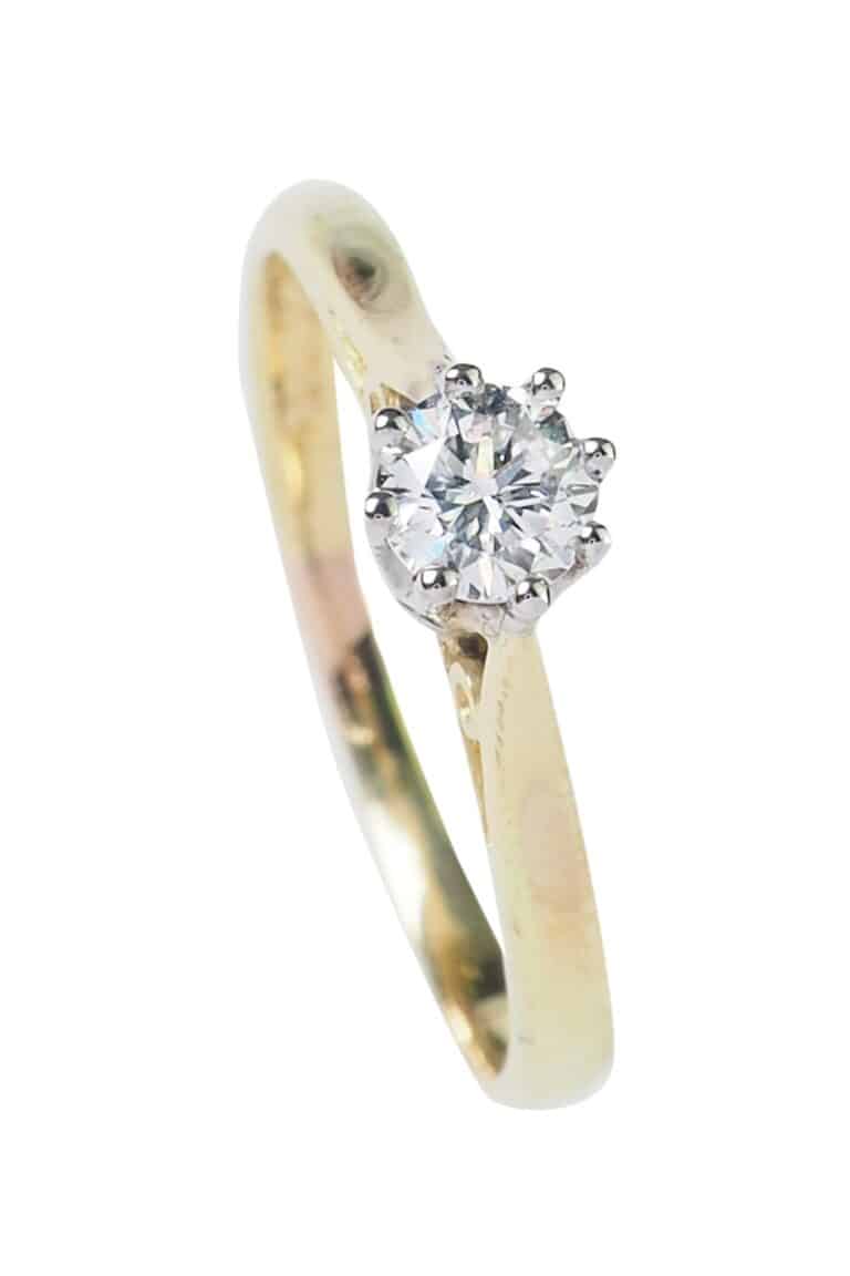 Vintage Ring mit Diamant Solitaire aus 18 Karat Gold