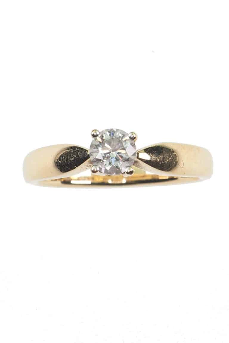 Vintage Verlobungsring mit Diamantsolitaire im Brillantschliff aus 18 Karat Gold